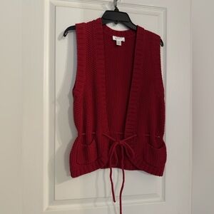 LOFT Red Sleeveless Knit Sweater Vest